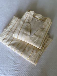 Elegant Cream Striped Kurta Set