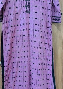 Pink Kurta with Black Embroidery