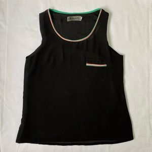 Sleeveless Black Top with Trim Detail