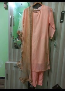 Elegant Peach Kurta Set with Dupatta