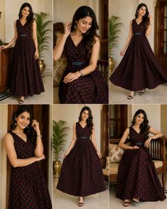 Elegant V-Neck Black &amp; Red Polka Dot Maxi Dress