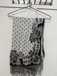 Stylish Scarf with Floral &amp; Polka Dot Print