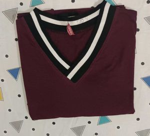 Classic Blue Denim Jeans &amp; Maroon Tee