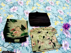 Floral Kurti &amp; Black Palazzo Set