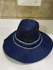 Navy Blue Bucket Hat with Mesh Detail