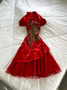 Red cheongsam dress