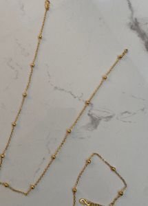 Elegant Gold plated Beaded Necklace &amp; Bracelet Set