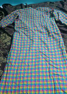 Beautiful Khattam Checks Kurta In Rainbow Colours