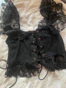 Sheer Black Lace Corset Top