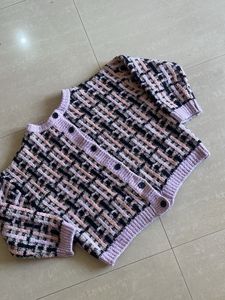 Checked Knit Cardigan