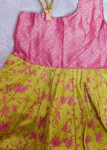 Girl's Pink &amp; Gold Ethnic Dress