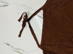 Brown Halter Neck Crop Top