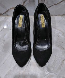 Classic Black Suede Block Heels