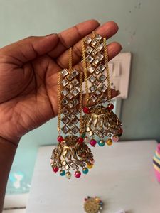 Stunning Jhumka Earrings with Colorful Beads