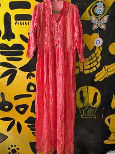 Pink Ethnic Anarkali Kurti