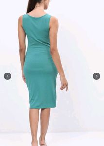 Teal Ribbed Sleeveless Midi Dress