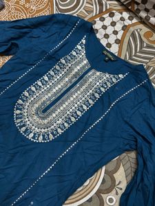 Blue Embroidered Kurti