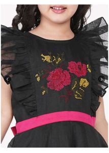 Girls' Black Floral Dress