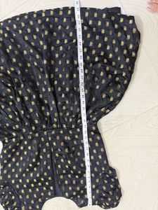Elegant Black &amp; Gold Print Dress