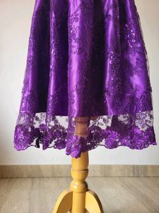 Stunning Purple Embroidered Skirt Length 28 Inches