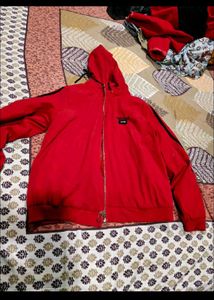 men or women Red Zip-Up Hoodie Jacket loose