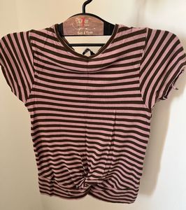 Striped Twist Hem Top