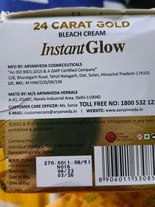 24 Carat Gold Bleach Cream, Instant Glow