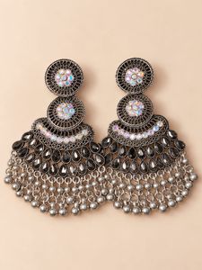 Bohemian Dangle Earrings with Rhinestones