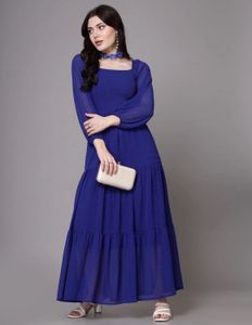Flowy Blue Ruffled Maxi Dress