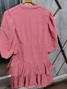 Chic Ruffled Peach Dress