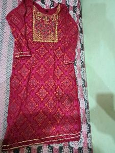 Vibrant Red Printed Kurta