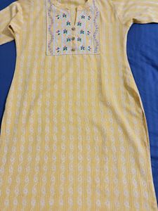 Yellow Printed Kurta