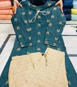 Blue Printed Kurti Set with Pants 💙