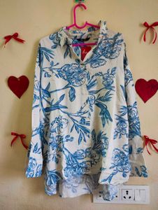 Floral Print High Low Boxy Shirt
