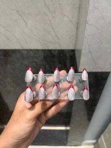 Sparkling French Tip Press-On Nails