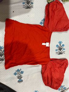 Vibrant hnm Red Puff Sleeve top