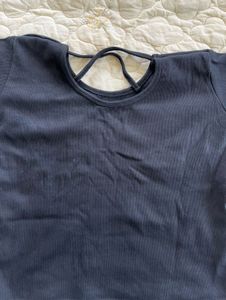 Black Cropped T-Shirt with Strappy Back
