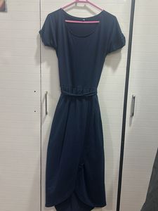 Navy Blue Casual Midi Dress