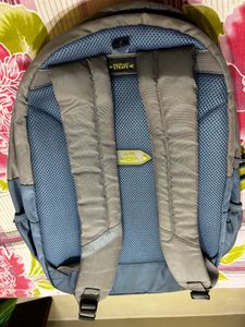 Stylish Blue &amp; Grey Backpack with Gold Accents