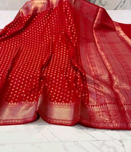 New Red Banarasi Katan Silk Saree