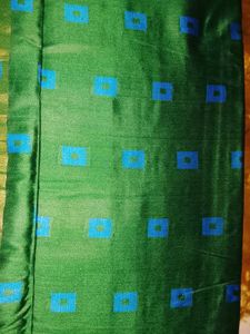 Elegant Green & Blue Silk Dress Material