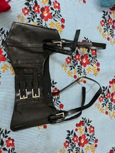 Black Faux Leather Corset Bag