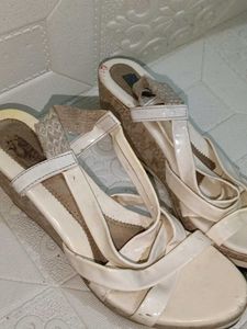 Cream Wedge Sandals