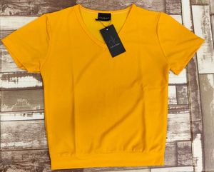 Calvin Klein Bright Yellow V-Neck Tee - L