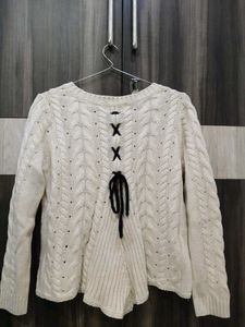 cream cable Knit lace sweater