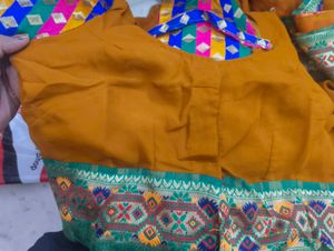 Embroidered Mustard Saree