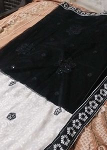 Stunning Black &amp; White Sequin Saree
