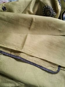 Elegant Olive Green Embroidered Saree