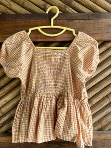 Cute Gingham Peplum Top
