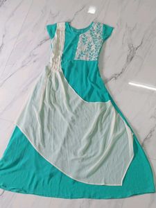 Teal Embroidered Kurta